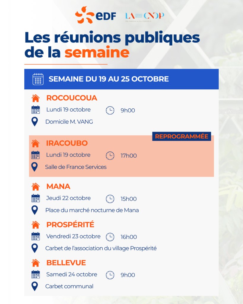 réunions de la semaine